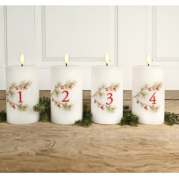 Adventslys m/LED H 12.5cm D 7 cm