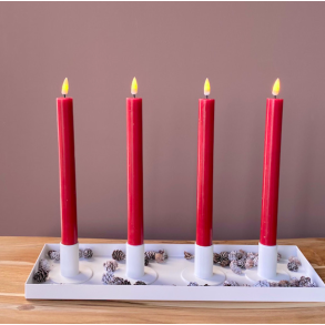 Dekorations bakke - hvid med 4 stager