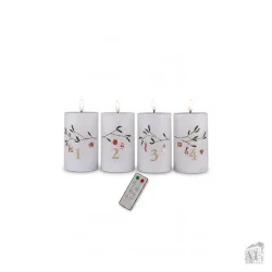 Led adventslys i voks med fjernbetjening � hvid, h12,5 cm