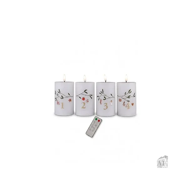 Led adventslys i voks med fjernbetjening � hvid, h12,5 cm