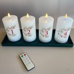 Adventslys m/LED H 12.5cm D 7 cm