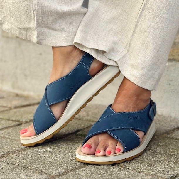 Fly Flot dame sandal blå skind str. 36-41