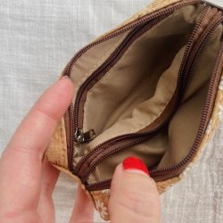 Aflang kork pung med 2 rum