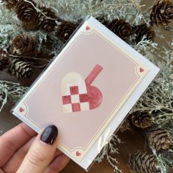 Julehjerte kort med konvolut 7,5 x 10,7 cm All By Voss