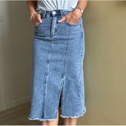 Denim nederdel m. slid str. XS-XL