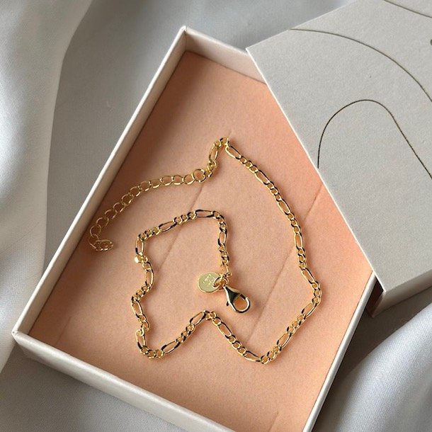 Ankelkde FIGARO Forgyldt Slv