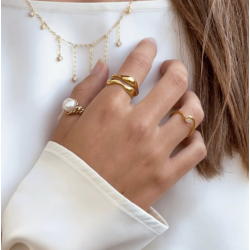 Fingerring WAVE RING forgyldt s�lv