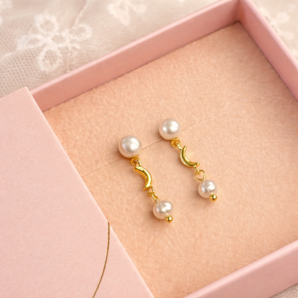 �reringe PEARL MOON - Forgyldt S�lv