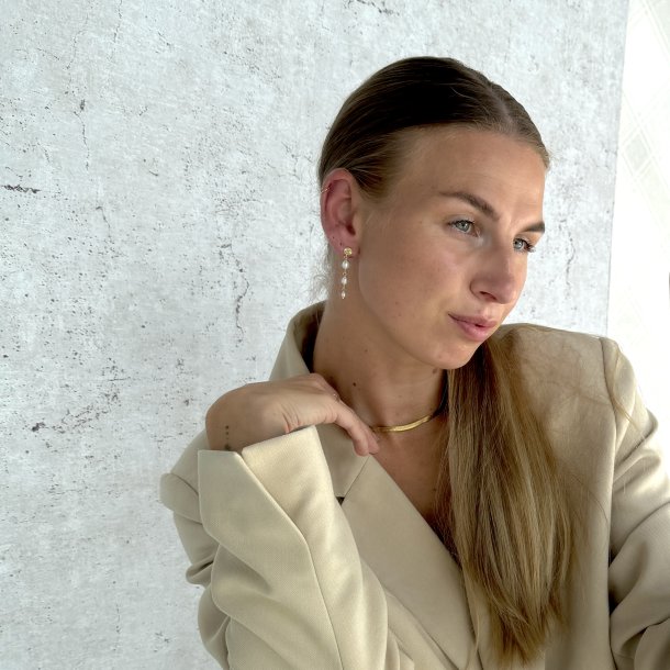 rering LINE PEARL LONG forgyldt slv