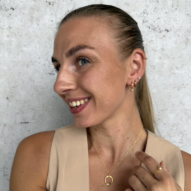 HOOP PEARL CLICK forgyldt slv