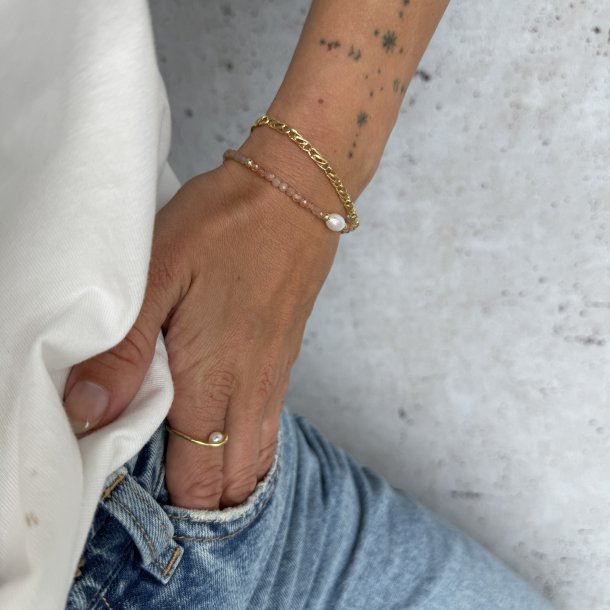 RING PEARL RING forgyldt slv