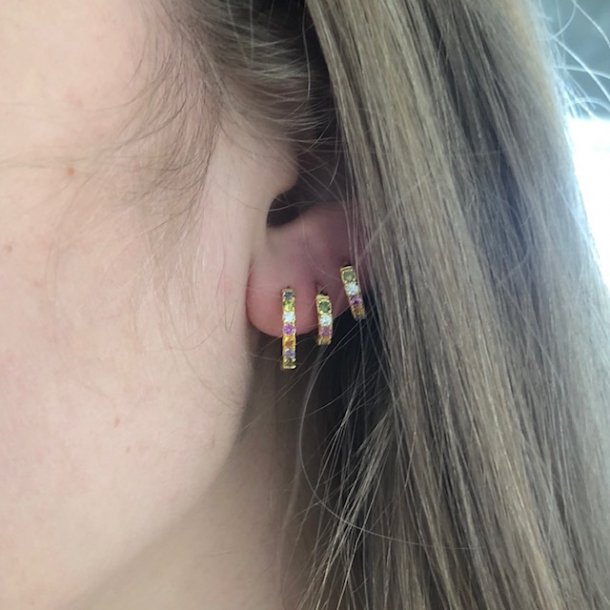 Creol med pastel zirkonia - forgyldt slv