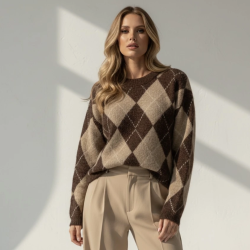 Sweater argyle uld miks 