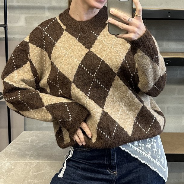 Sweater argyle uld miks 