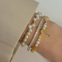 Armb�nd GOLDEN m. perler forgyldt s�lv