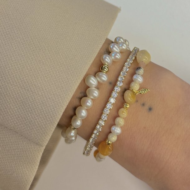 Armb�nd GOLDEN m. perler forgyldt s�lv