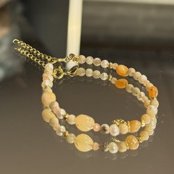 Armb�nd GOLDEN m. perler forgyldt s�lv