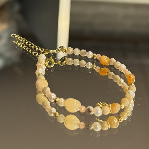 Armb�nd GOLDEN m. perler forgyldt s�lv