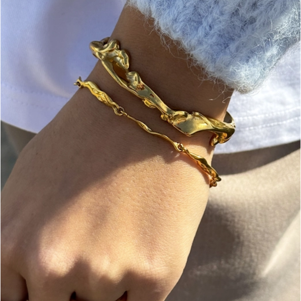 Armring FLOW vandfast 18kt. forgyldt