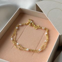 Armbnd RICE DOT DOUBLE forgyldt slv