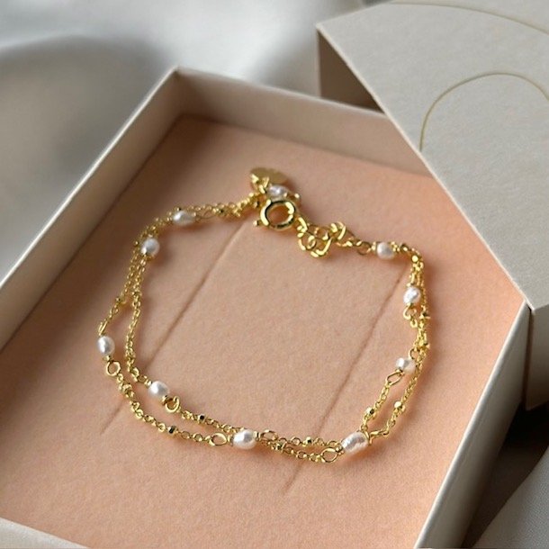 Armbnd RICE DOT DOUBLE forgyldt slv