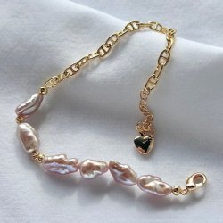 Armbnd SHEILA rose pearl forgyldt slv