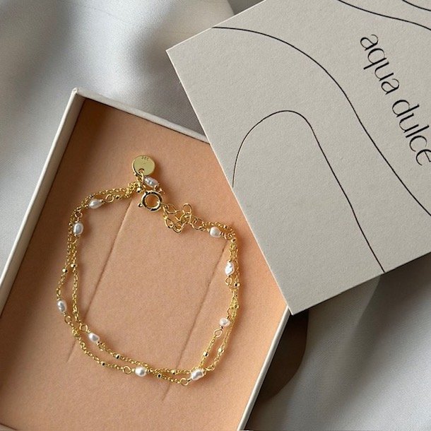 Armbnd RICE DOT DOUBLE forgyldt slv