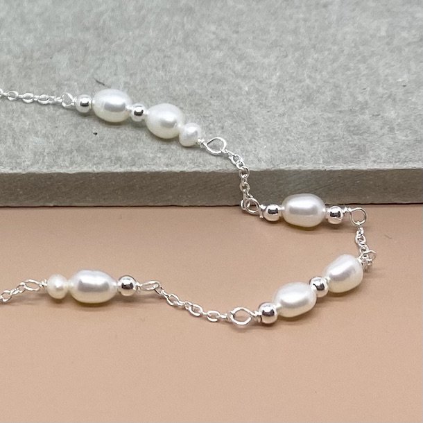 Armbnd CARA m. perler sterling slv