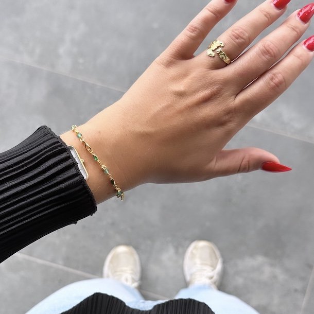 Armbnd GREEN GARDEN Forgyldt Slv