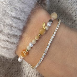 Armbnd GOLDEN m. perler forgyldt slv