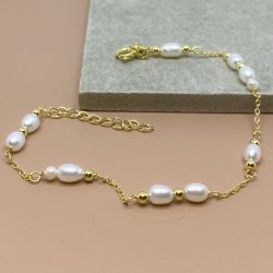 Armbnd CARA m. perler forgyldt slv