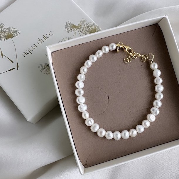 Armbnd pretty pearl forgyldt slv