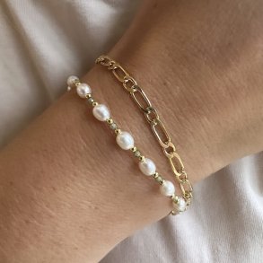Armbnd COAST OLIVE forgyldt slv