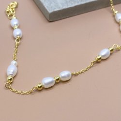 Armbnd CARA m. perler forgyldt slv