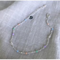 Armbnd COW color dot &amp; pearl sterling slv