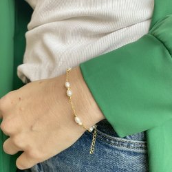 Armbnd CARA m. perler forgyldt slv