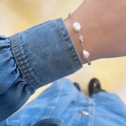 Armbnd SKY BLUE Forgyldt Slv