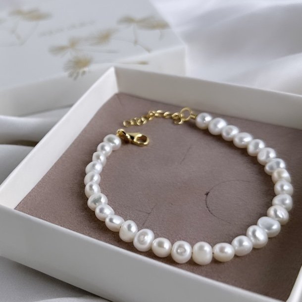 Armbnd pretty pearl forgyldt slv