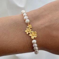 Perle armbnd JASMIN  Forgyldt Slv