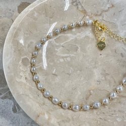 Armbnd LISSIE pearl 18-23 cm forgyldt slv