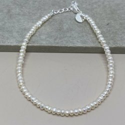 Armbnd simple pearl sterling slv