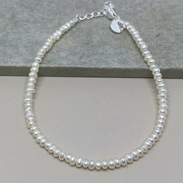 Armbnd simple pearl sterling slv