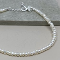 Armbnd simple pearl sterling slv