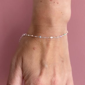 Armbnd COW color dot & pearl sterling slv