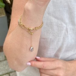 Armbnd SIRENE pearl forgyldt slv