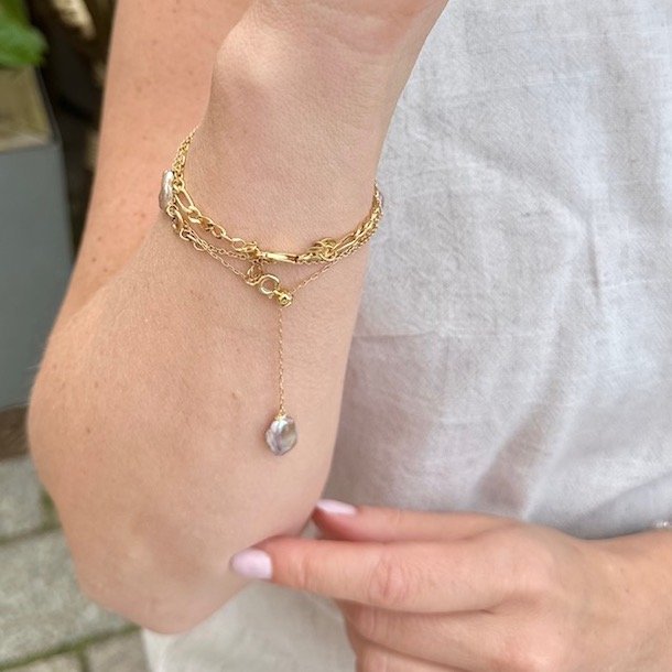 Armbnd SIRENE pearl forgyldt slv