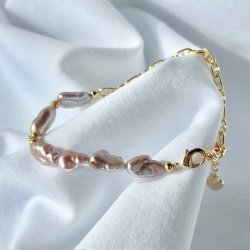 Armbnd SHEILA rose pearl forgyldt slv