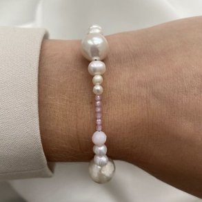 Armbnd Tina BIG pearl forgyldt slv