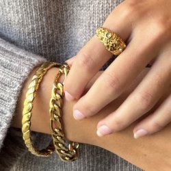 Fingerring CRINKLE Vandfaste 18 karat forgyldt
