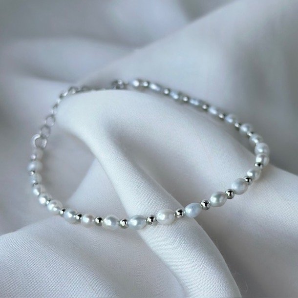 Armbnd LISSIE pearl 18-23 cm sterling slv